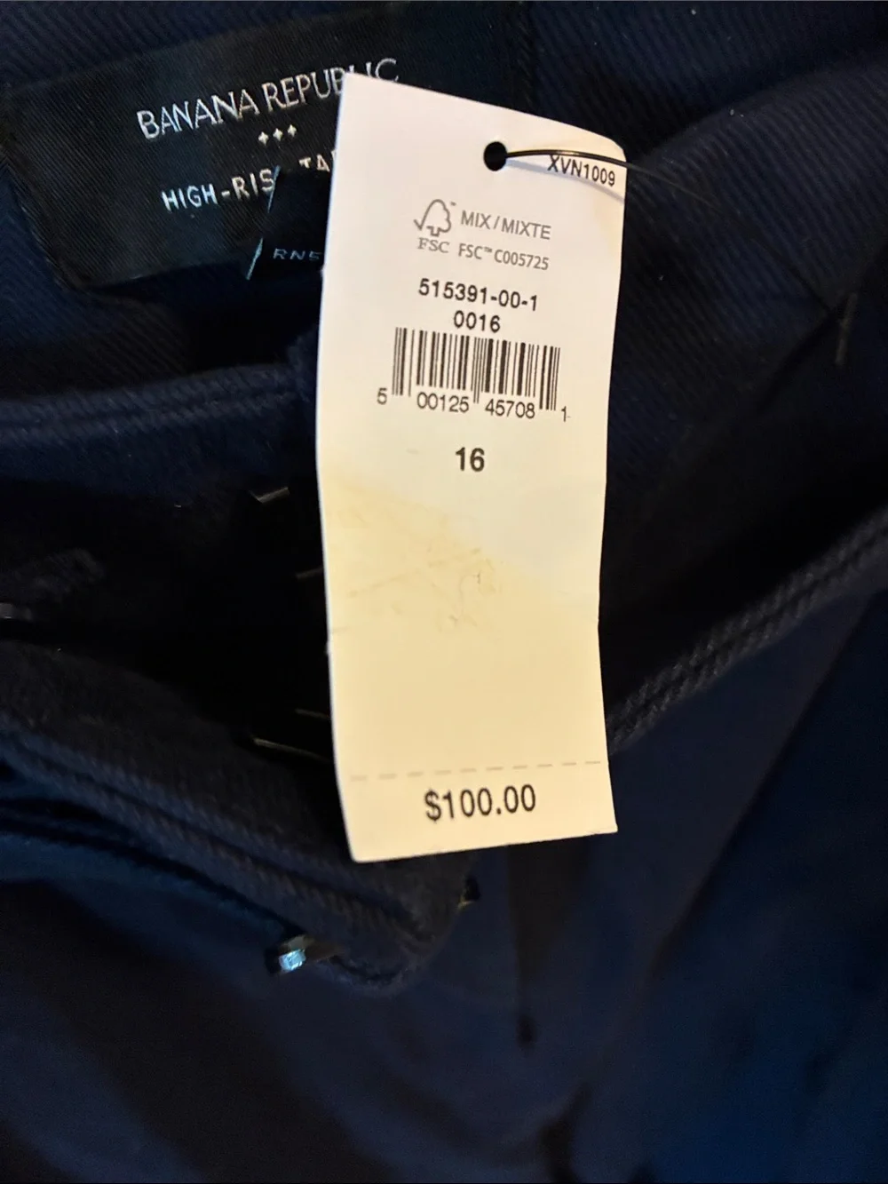 Banana Republic Dark Navy Paperbag Waist Chinos with Belt